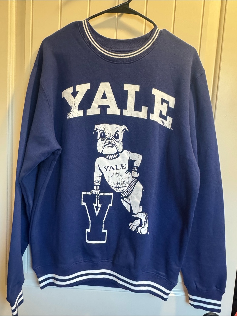 Yale women’s Navy Graphic Crewneck Sweatshirt with Mascot